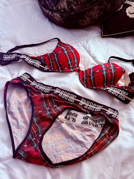 Victoria's Secret Other - Victoria's Secret PINK Red Plaid Underwire Bra & Bikini Set